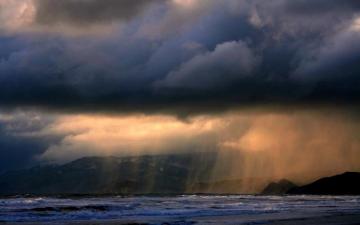 Ocean Beach Rain Wallpaper