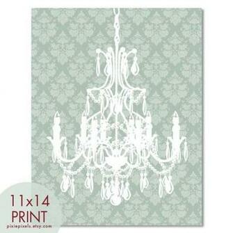 Villa Chandelier Print Ornate Damask Wallpaper In Silv