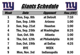 New York Giants Schedule