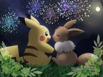 Cute Pikachu And Eevee Wallpaper On