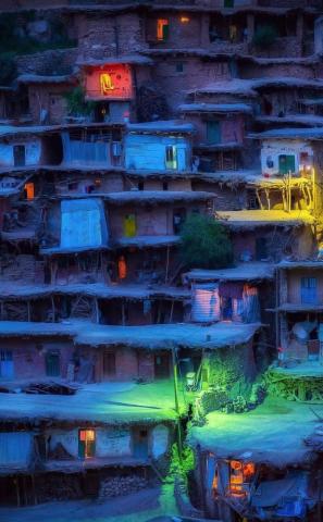 Colonies Night Village Houses Wallpaper Mobile