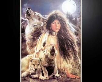 Indian Princess And Wolves Jpg