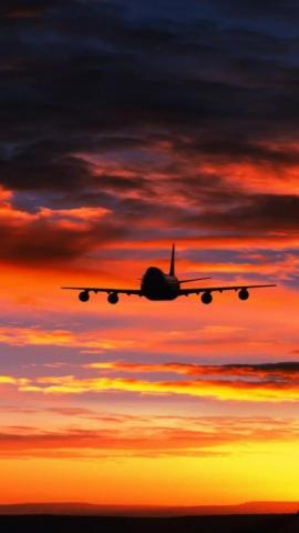 Landing Plane Sunset iPhone Wallpaper