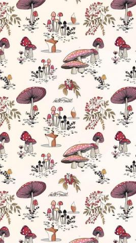 Toadstool Pattern Mushroom Wallpaper Fall Art