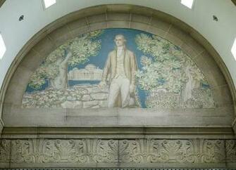 South Reading Room Mural Of Thomas Jefferson With His Residence