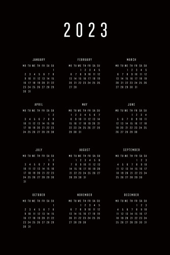 Wall Art Print Year Calendar Minimalistic Europosters