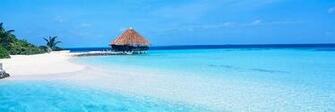 Beach Scene The Maldives Panoramic Fabric Wall Mural Wallpaper By