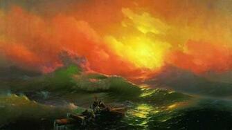 Waves Boats Ivan Aivazovsky The Ninth Wave Wallpaper