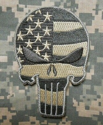 Punisher Skull Usa Waving Flag Milspec Us Army Morale Isaf Camo Acu V