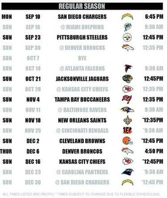 Oakland Raiders Schedule Printable