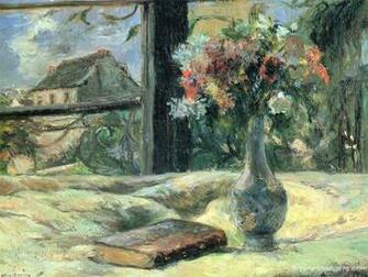 Flower Vase At The Window Gauguin Paul Wallpaper