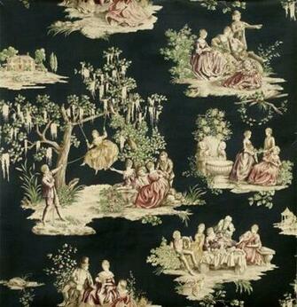 Waverly 18th Century Scenes On Black Wallpaper Double Roll