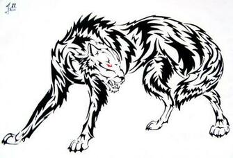 Tribal Wolf By Rainbowchickensoup