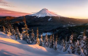 Wallpaper Winter Forest The Sky Light Snow Mountain