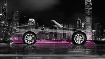 S2000 Jdm Side Roadster Crystal City Car Pink Neon 4k Wallpaper