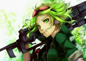 Goggles Short Hair Green Megpoid Gumi Badass Anime Girls