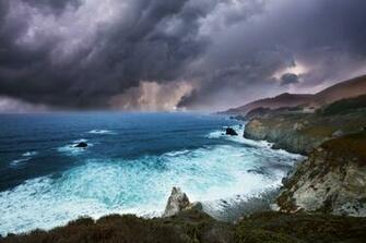 Sea Coast Excitement Cloudy Clouds Bad Weather Foam Stock