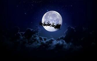 Fly With Santa To The Moon Fullmoon Luna Sky