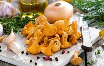 Wallpaper Mushrooms Bow Dill Pepper Garlic Chanterelles Salt
