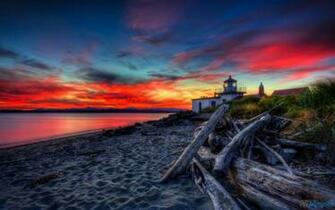 Lighthouse Sunset Wallpaper Dark