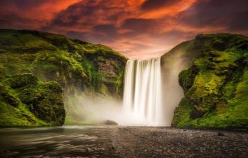 Skogafoss The Golden Flow HD Wallpaper Background Image