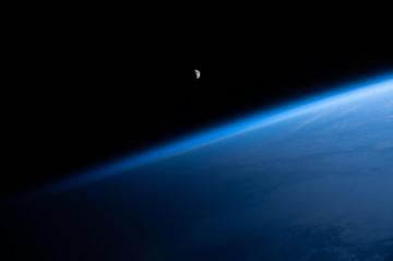 The Waning Crescent Moon Above Atlantic Ocean Nasa