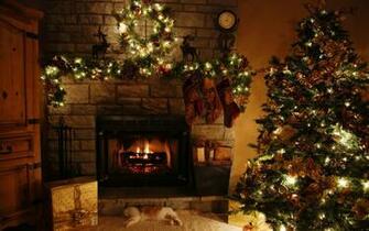 Christmas Fireplace Wallpaper Image
