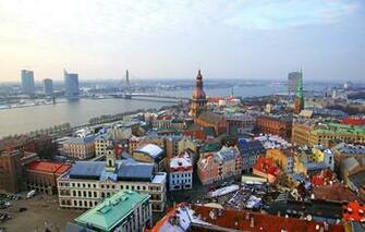 Wallpaper Winter Bridge River Home Riga Latvia Image