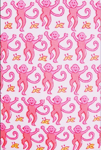 Roller Rabbit Pink Monkeys Preppy Wall Collage Wallpaper