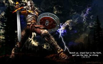 Christian Warrior With Sword And Shield