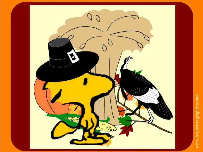 Woodstock Peanuts Thanksgiving Wallpaper