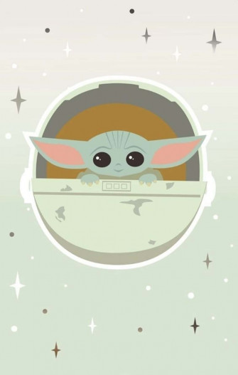 Baby Yoda Cartoon Wallpaper