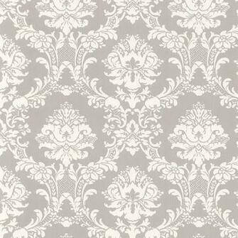 White On Gray Victorian Stencil Floral Damask Wallpaper Patterns
