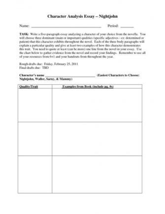 Character Analysis Essay Expectations Nightjohn