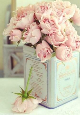 Vintage Tin Can Pink Roses Pictures Photos And Image For