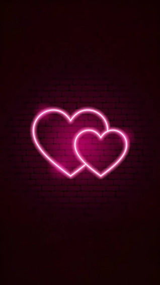 Aesthetic Pink iPhone Two Neon Hearts Wallpaper