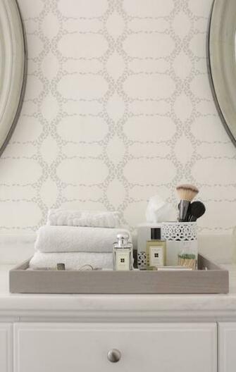 Madison And Grow Elizabeth Wallpaper Transitional Bathroom Owens