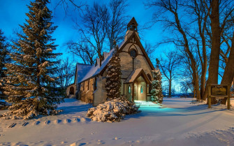 Serene Winter Church Wallpaper