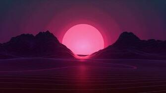 Wallpaper Retrowave Lines Sunset 4k Art