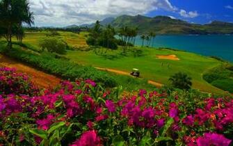 Landscapes Nature Hawaii Golf Kauai Wallpaper