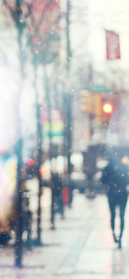 Snowy City Street iPhone Wallpaper Winter