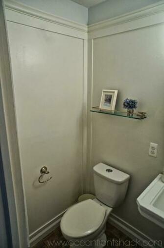 Guest Bathroom Wainscoting Over Wallpaper Ocean Front Shack