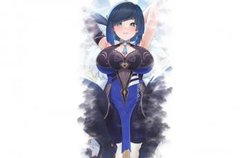 Wallpaper Girl Hot Sexy Blue Anime Pretty Babe Squat