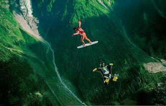 Wallpaper Mountains Valley Parachute Container Skydivers