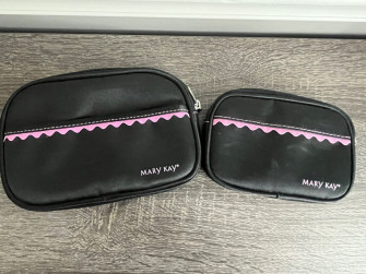 Two Mary Kay Black Amp Pink Cosmetic Bag Zip Up Make Case
