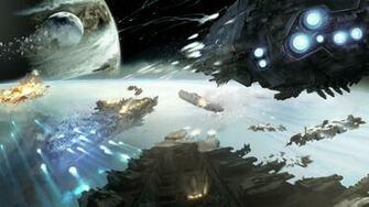 Space Battle Planet Starship Fire Galaxy Art Screenshot 4k 5k
