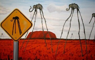 Salvador Dali Schilderij Tekening Olifanten Wallpaper