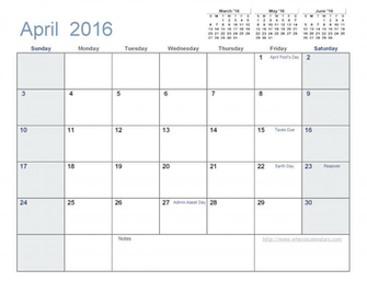 April March Calendar Template