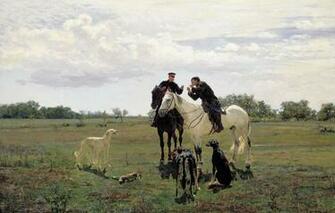 Wallpaper Field Clouds Oil Horse S Nikolay
