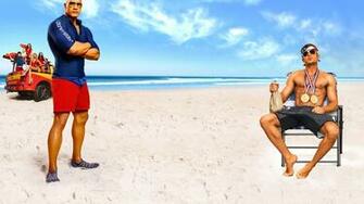 Dwayne The Rock Johnson And Zac Efron In Baywatch